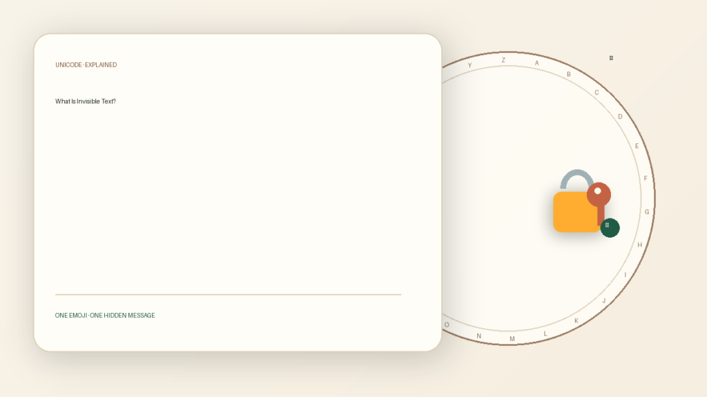 Invisible Unicode characters illustrated with a cipher wheel
